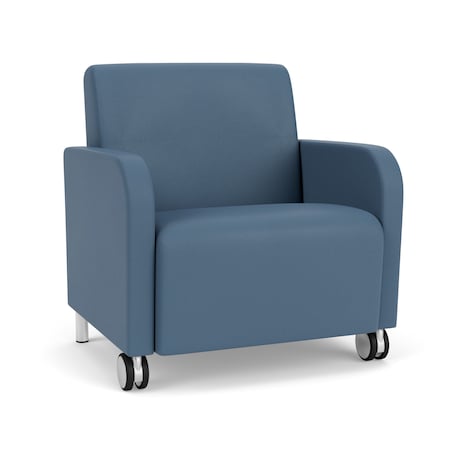 Lesro Siena Lounge Reception Wide Guest Chair w/ Front Casters, Brushed Steel Back Legs, MD Titan Uph SN1201